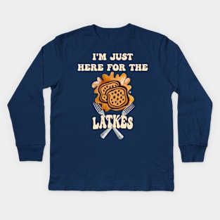 I'm Just Here For The Latkes Funny Hanukkah Kids Long Sleeve T-Shirt